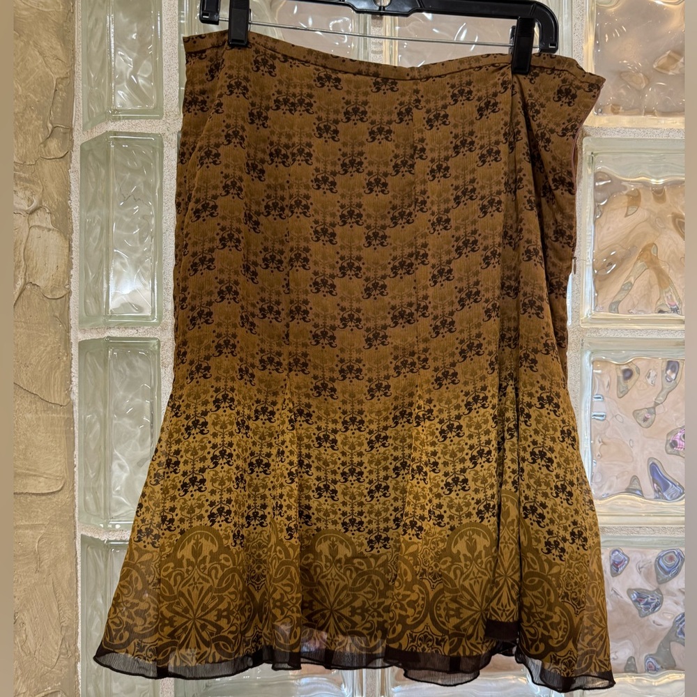 Axcess Brown and Gold Wrap Midi Skirt Resort Wear
